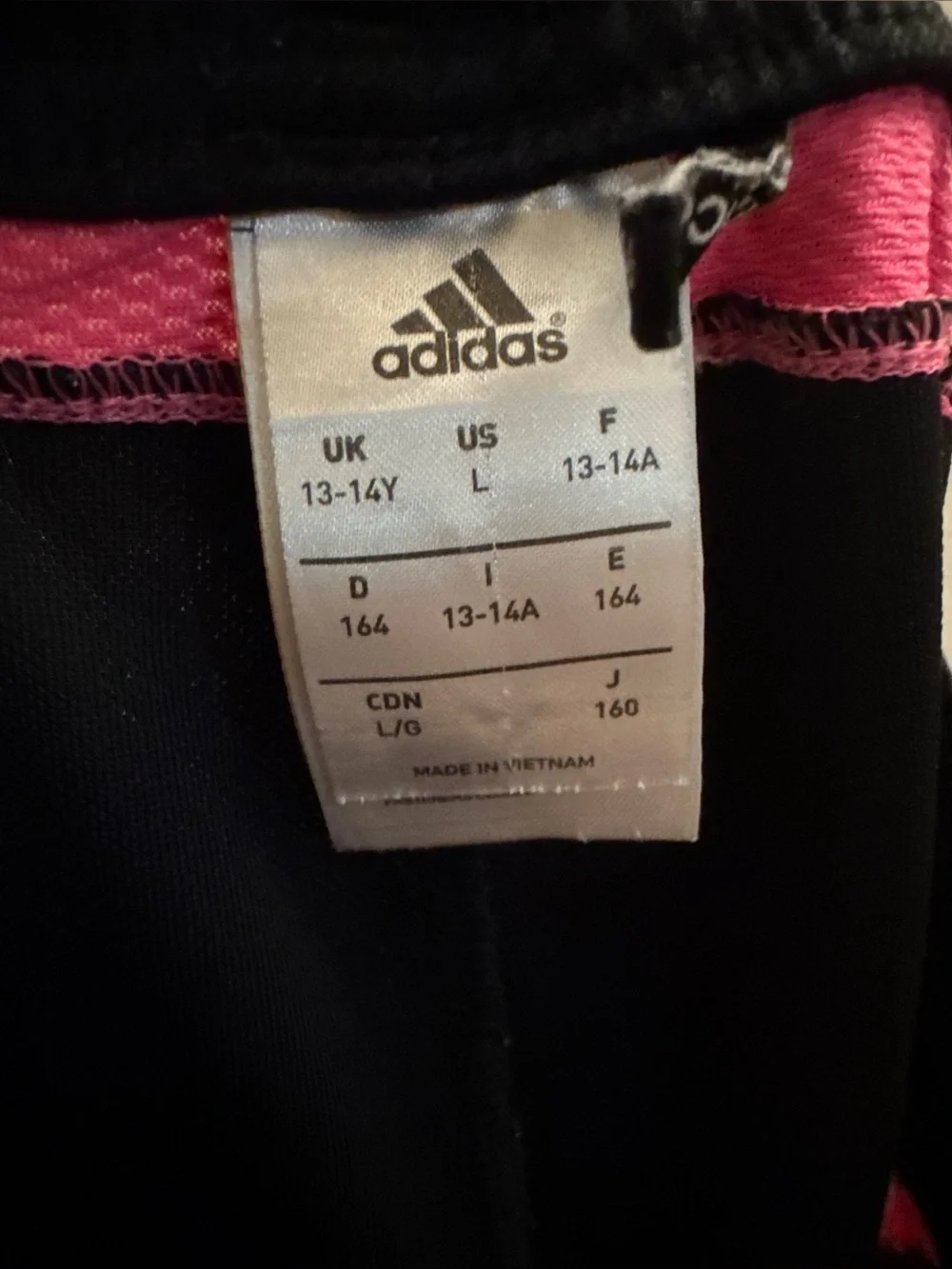 Adidas Black Track Pants with Hot Pink Stripes Size Juniors Large